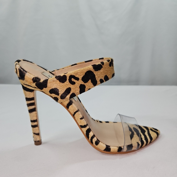 Leopard Print Stiletto Heel with Clear Strap - Picture 2 of 10